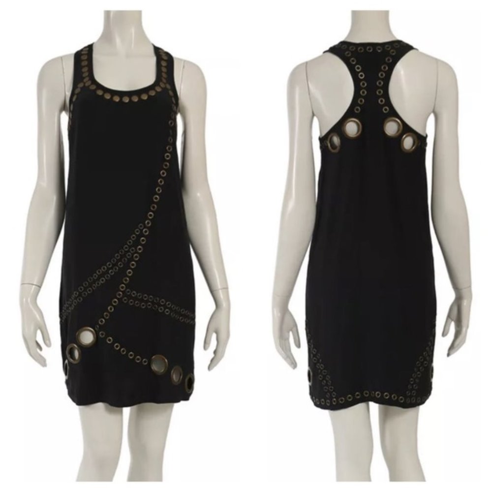 Haute Hippie Black Tank Dress with Gold Eyelet Accents - Picture 7 of 8
